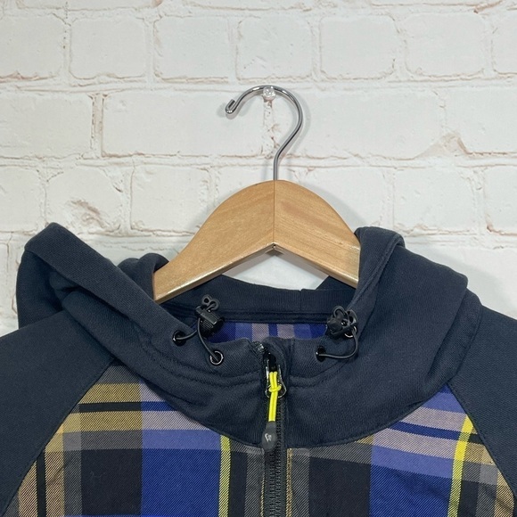 Nike Sportswear Hoodie Womens Medium Black Plaid 1/4 Zip Long Sleeve Pockets - Picture 3 of 14